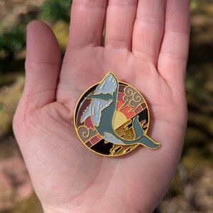 Whale Enamel Pin with Sparkley Accents